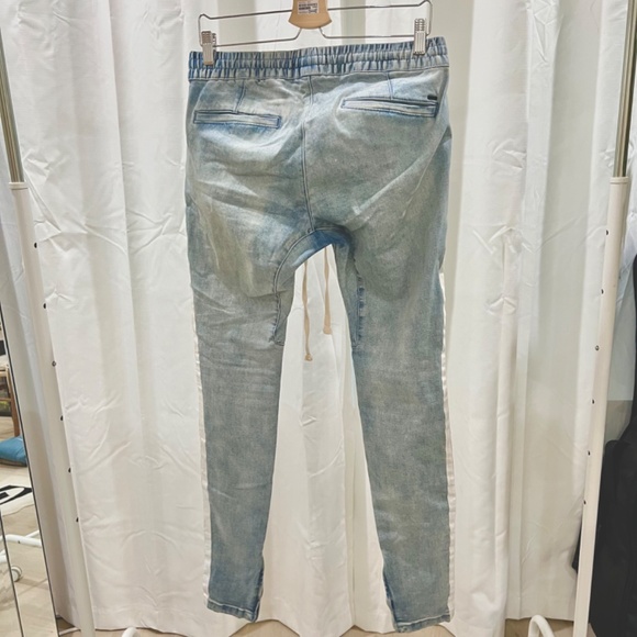 Pacsun Painted Side Striped Skinny Zip Ankle Drawstring Denim Pants - Picture 2 of 9